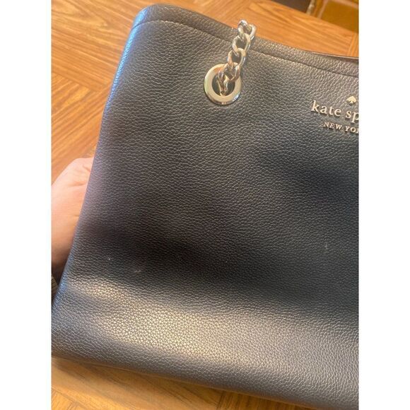 Kate Spade women’s black leather medium rectangle chain handle bag with pockets - Picture 2 of 10